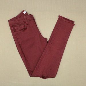 O2 Take Me Anywhere Skinny Jeans Women's Size 26 Fray Hem Knee Slit Denim